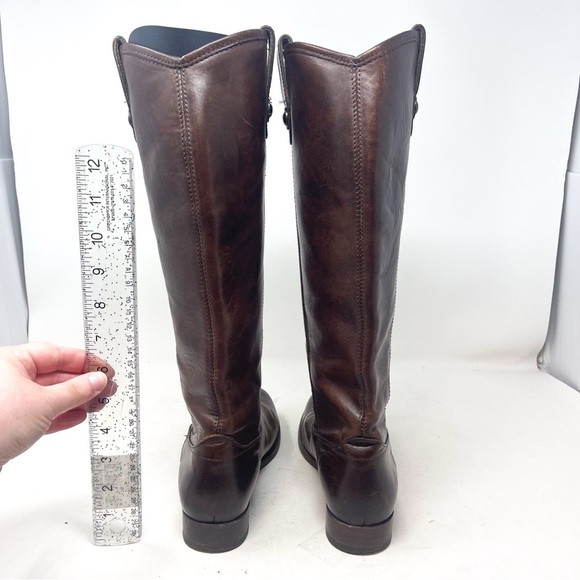 FRYE WOMEN'S MELISSA BUTTON RIDING BOOTS - ROUND TOE brown size 6.5 - Picture 10 of 12